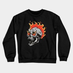 skull with flaming punk hair Crewneck Sweatshirt